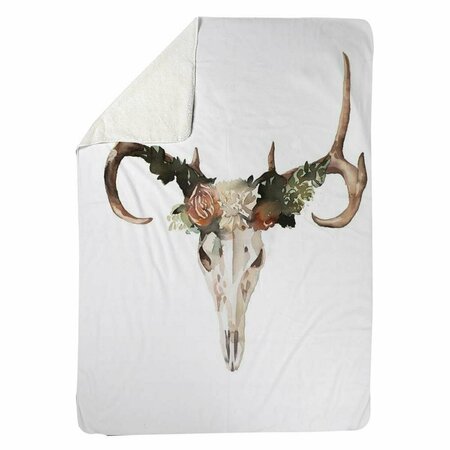 BEGIN HOME DECOR 60 x 80 in. Deer Skull with Roses-Sherpa Fleece Blanket 5545-6080-AN405